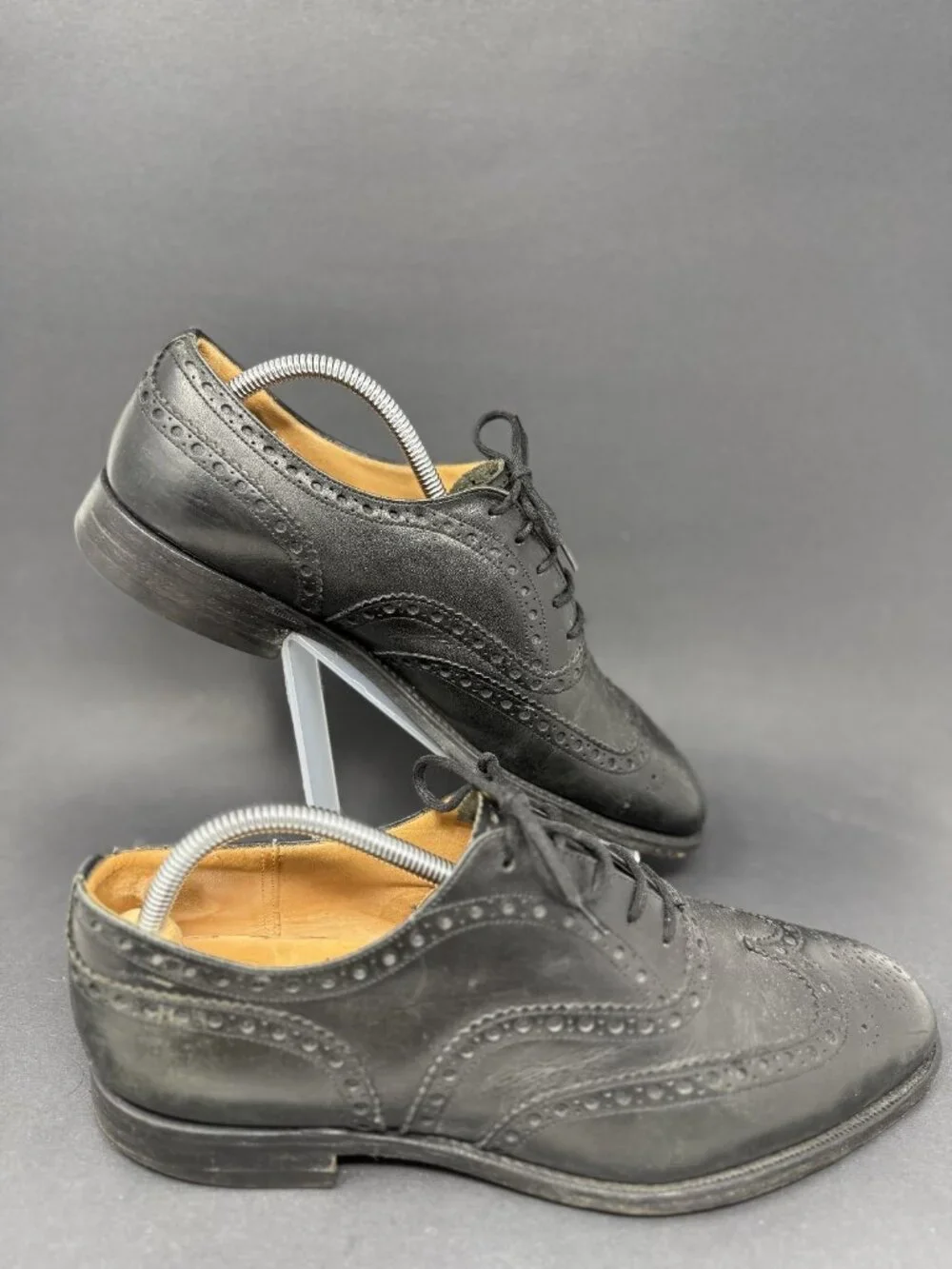 Church's Brisbane Black Leather Oxford Brogue Shoes Mens 11 B READ DESC